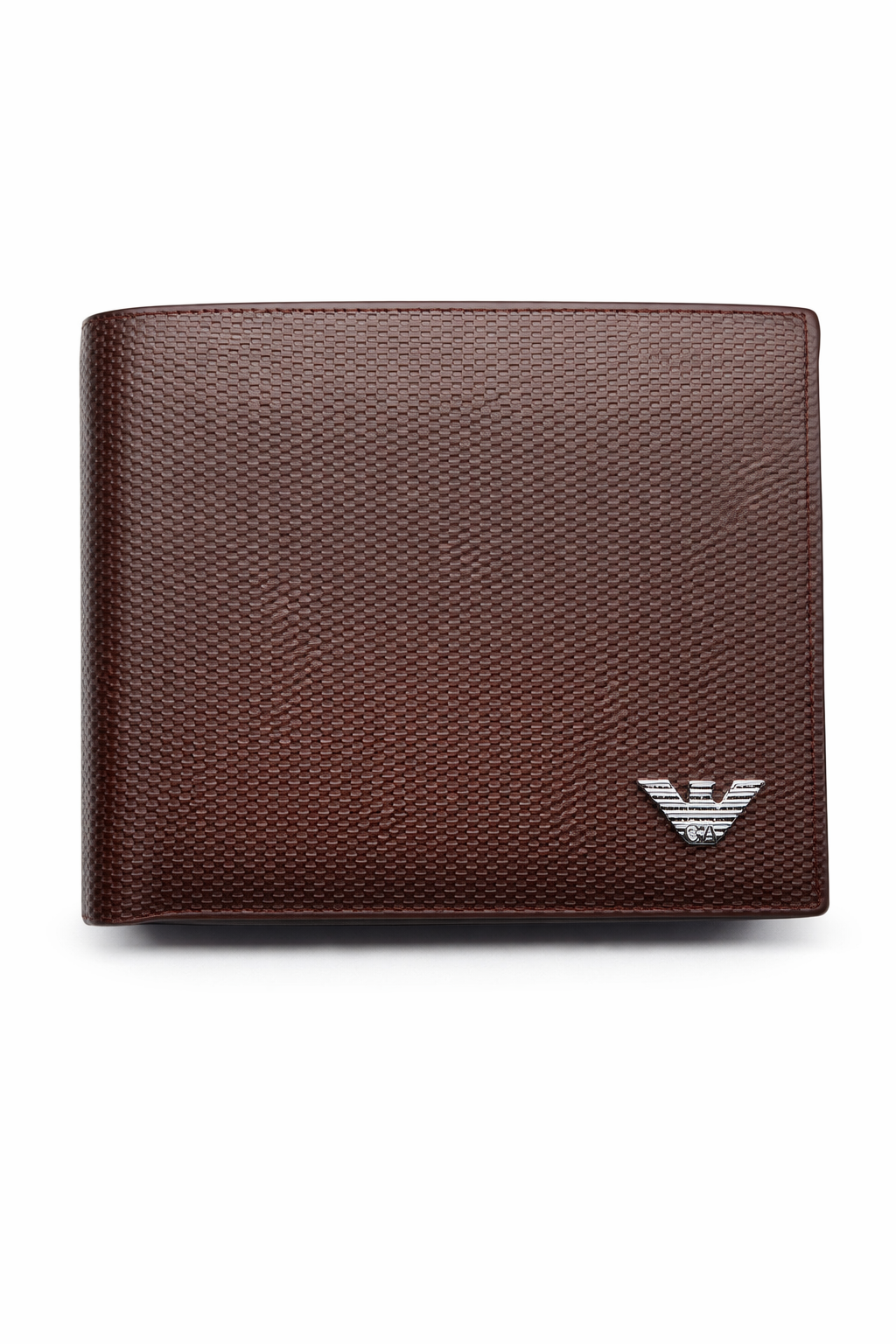 Emporio Armani Men’s Micro-Textured Bifold Wallet – Mahogany Brown
