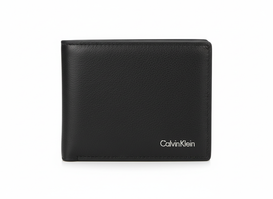 Calvin Klein Smooth Leather Bifold with Metal Logo