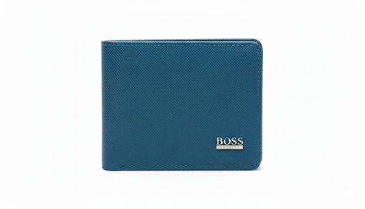 BOSS Textured Bifold Wallet with Logo Plate (Light Blue)